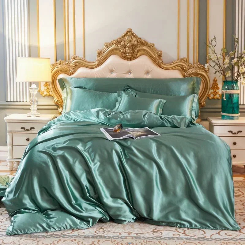 blending Mulberry Silk Bedding Set Silky High-end Queen Size Duvet Cover Set with Fitted Sheet Luxury Bedding Sets King Bed Sets