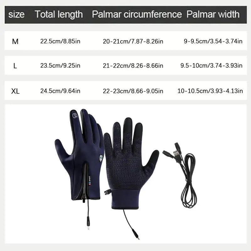 Heated Work Gloves Rechargeable Hand Warming Gloves Non-Slip Winter Gloves With Zipper Design Ice Fishing Gear For Men Women