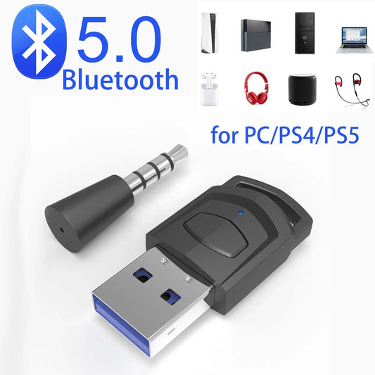 Wireless Game Audio Headphone Adapter Receiver for PS5 PS4 Game Console PC Headset Bluetooth 5.0 Audio Transmitter