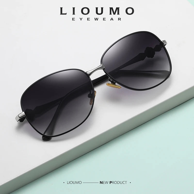 LIOUMO Vintage Polarized Sunglasses Women Glasses Fashion Travel Eyewear Anti-Glare Trendy Gradient Shades gafas de sol mujer