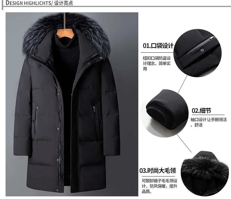Down Jacket Man Long Men's Puffer Jacket Winter Coats For Men Duck Down Jacket Men Parkas Overcoat Padded Cold Clothes Feather