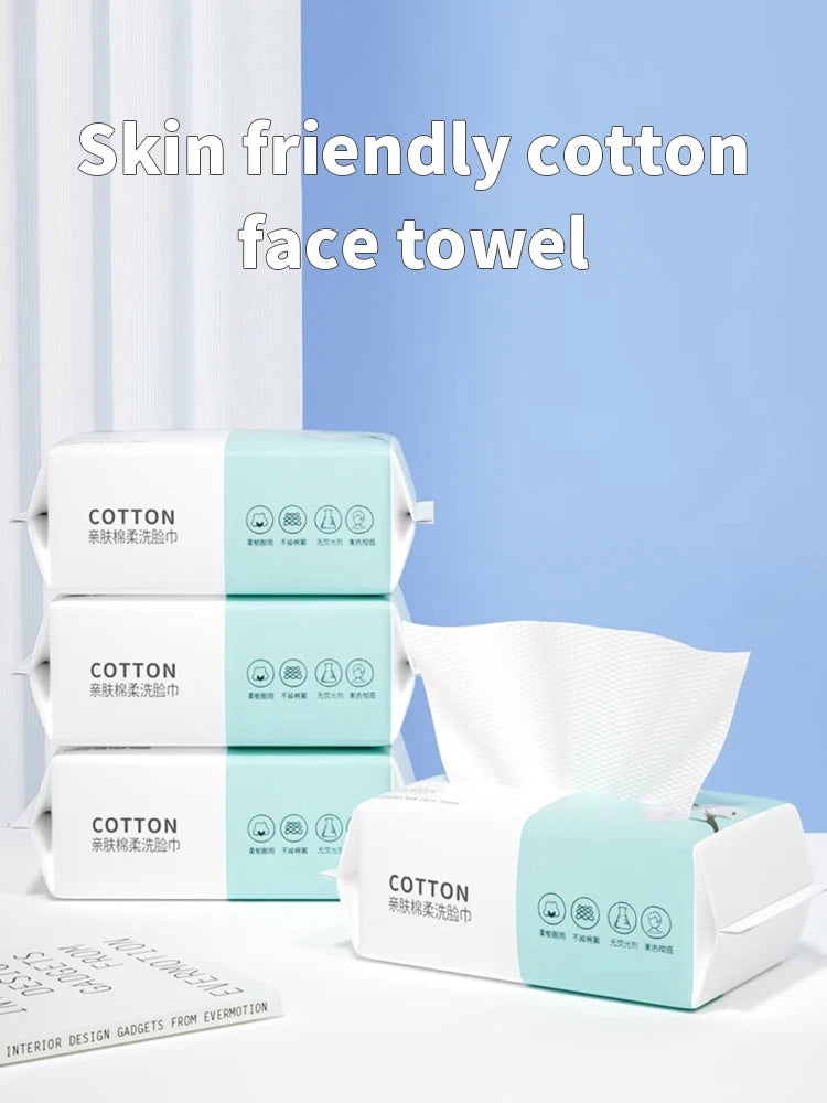 100PCS Natural Disposable Face Towel Travel Facial Cleansing Wet And Dry Makeup Remover Pearl Cotton Soft Makeup Nonwoven Towel