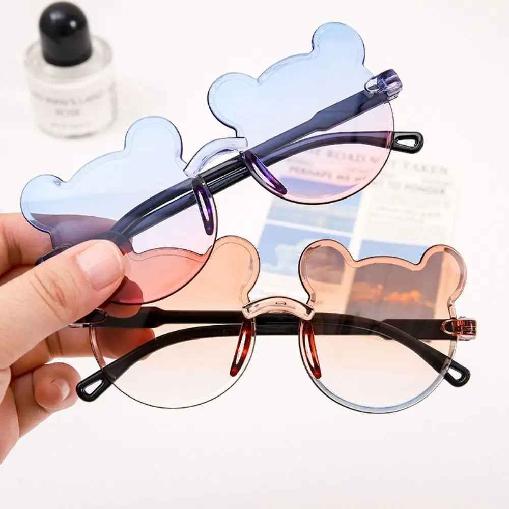 Kids Sun Sunglasses Bear Shape Children Glasses Cartoon Rimless UV400 Child Eyeglasses Outdoor Anti-Glare Girls Boys Sunglasses