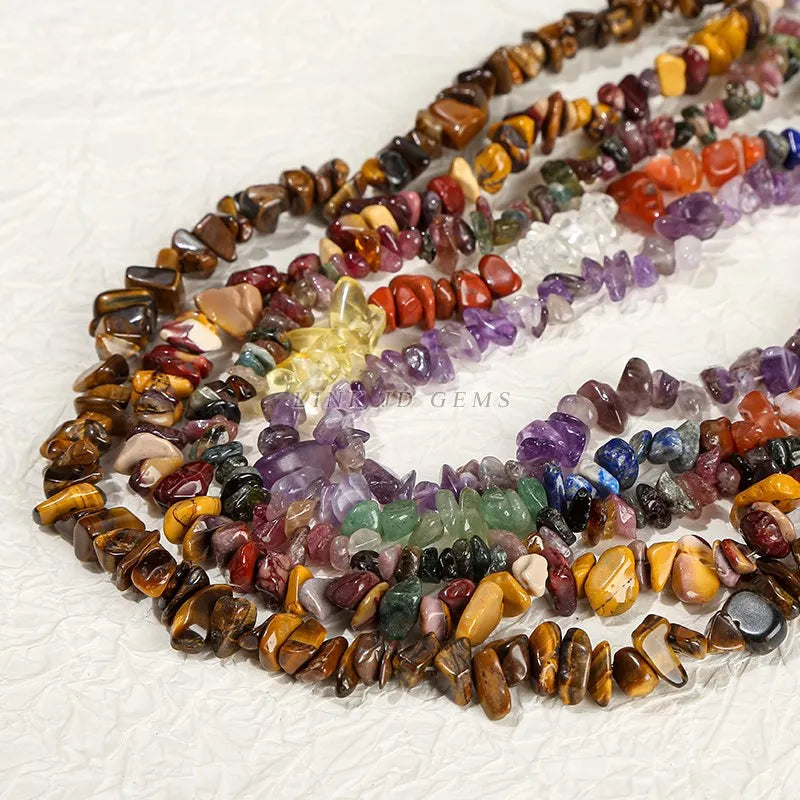 5-8mm Natutal Stone Irregular Quartz Amethyst Gravel Beads Freeform Chip Tiger Eye For Jewelry Making Diy Bracelet Necklace 15"