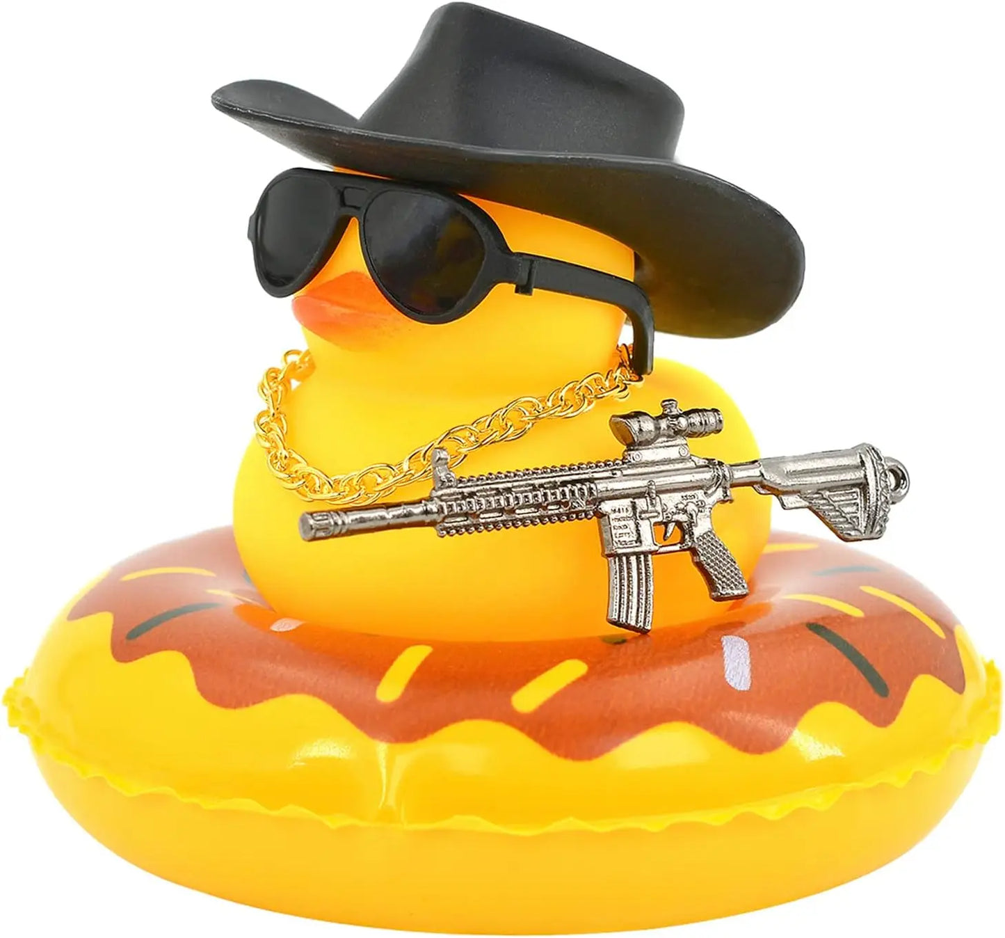 Duck Car Ornaments Yellow Duck Car Dashboard Decorations Set with Sunglasses, Swimming Ring Kids Bath Toys Home Duck Decoration