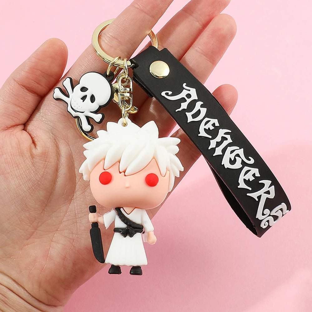 Anime Bleach Keychain Cosplay Kurosaki Ichigo Silicone Pendant Keyring Car Backpack Key Holder Accessories for Fans Quality Gift