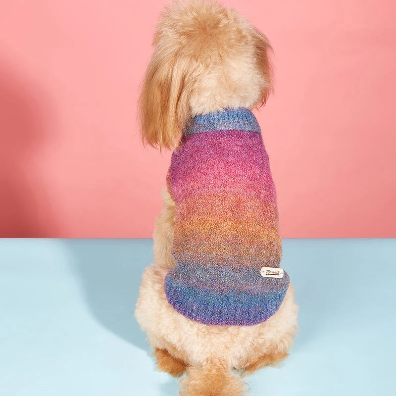 Trendy Puppy Fluffy Sweaters for Small Dogs Pink Luxury Pullover Medium Dog Girl Turtleneck Autumn Winter Knitted Fleece Sweater