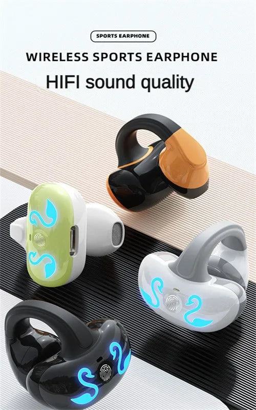 NEW Bluetooth 5.3 Wireless Bone Conduction Headphones T75 Clip Ear Music Noise Canceling Headset HD Call Sports Gaming Earphone
