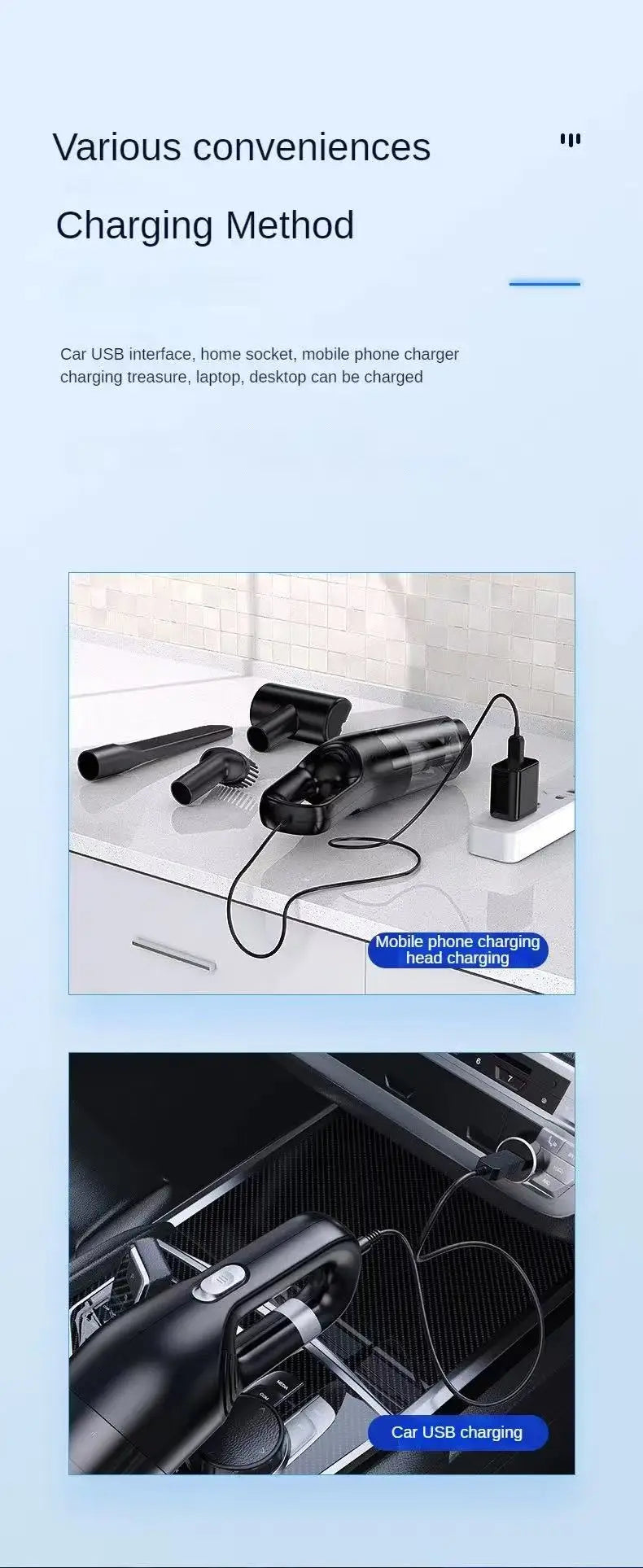 LEIBOO 10000PA Car Vacuum Cleaner Mini Portable Wireless Hand held Cleaner for Home Appliance Powerful Cleaning Machine