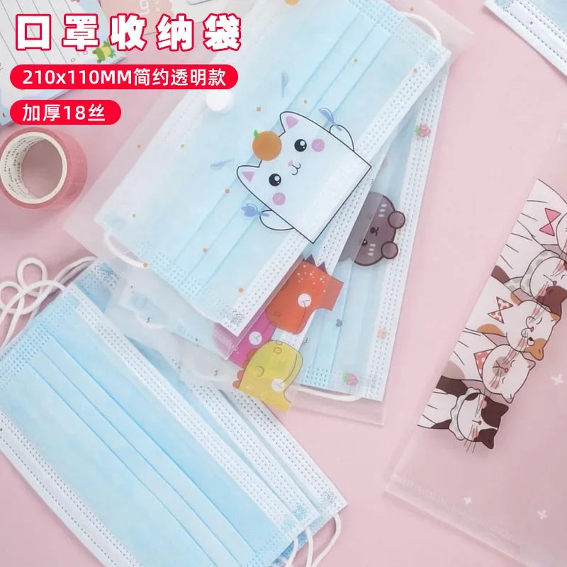 Transparent Stationery Storage Bag Pencil Case File Storage Organize Student Folders Desk Organizer Storage Cute Zipper Pen Case