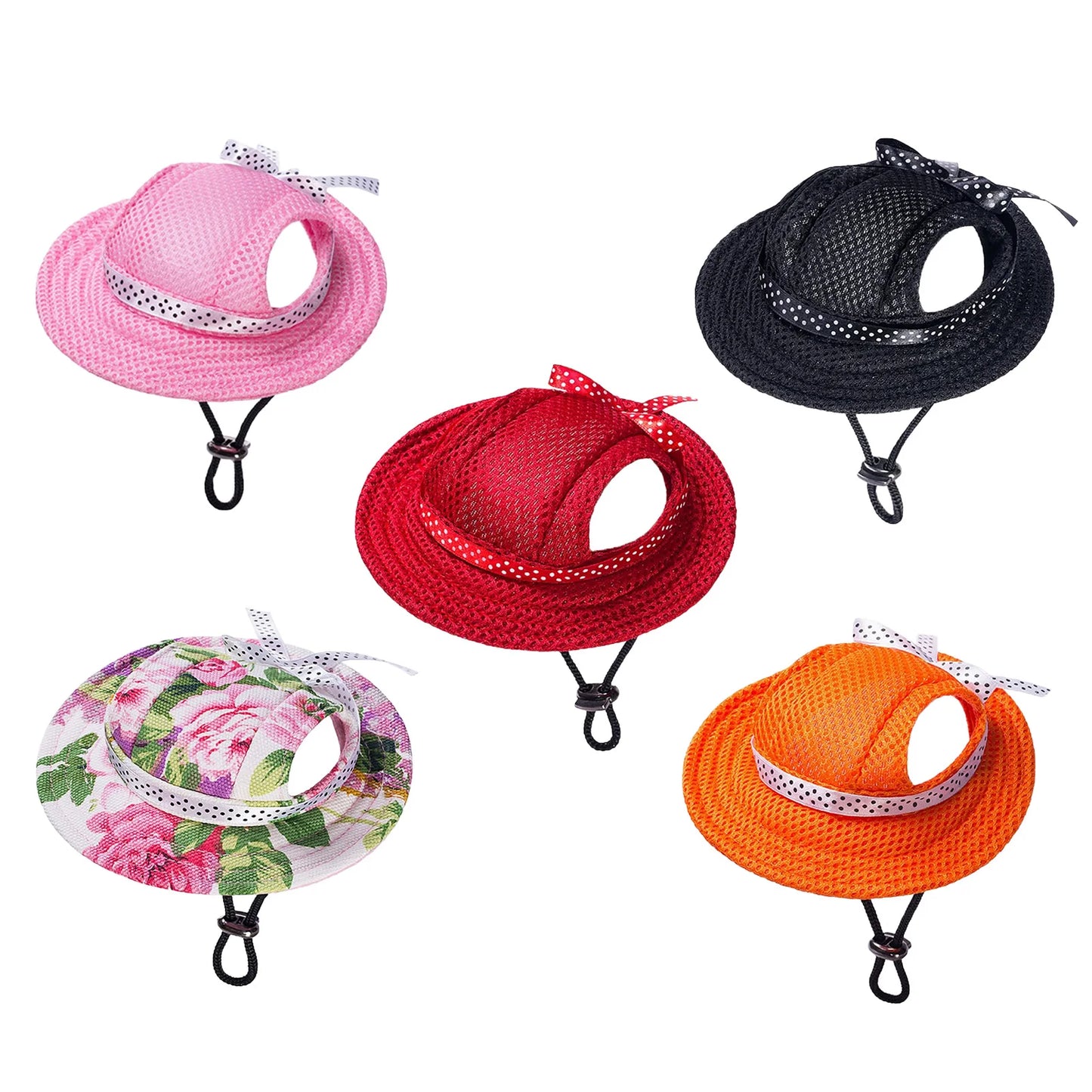 Dog Hat Pet Hats Round DogHat Outdoor Breathable Sun Protection Cap Mesh Sun Cap With Adjustable Chin Strap For Dogs Cats