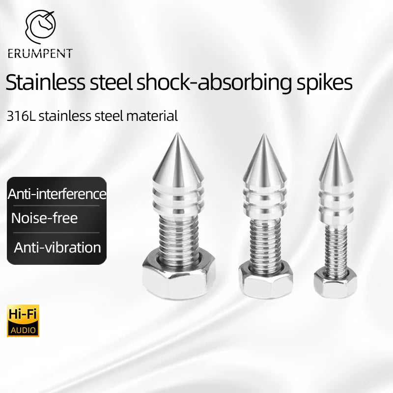 ERUMPENT 4PCS HIFI Audio Speaker Spikes 316 Stainless Steel Speakers Repair Parts Foot Pads for Stand Anti-shock Shock Absorber