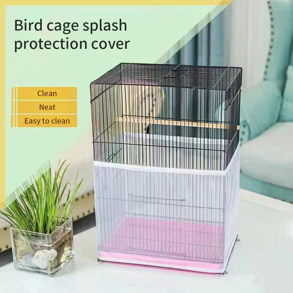 Receptor Seed Guard Nylon Mesh Bird Parrot Cover Soft Easy Cleaning Nylon Airy Fabric Mesh Bird Cage Cover Seed Catcher Guard