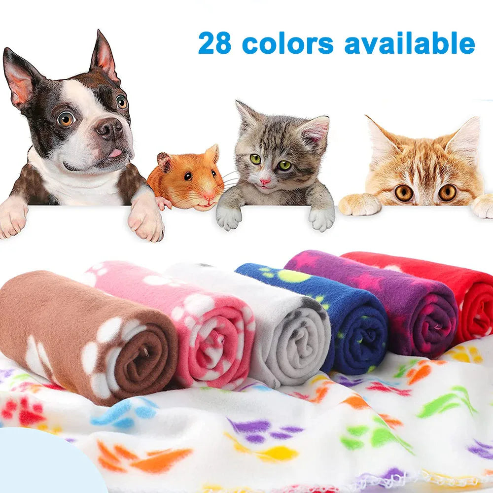 Puppy Dog Blanket Winter Pet Blankets Paw Prints Pet Cushion Small Dog Cat Bed Cover Soft Warm Sleep Mat for Bulldog Chihuahua