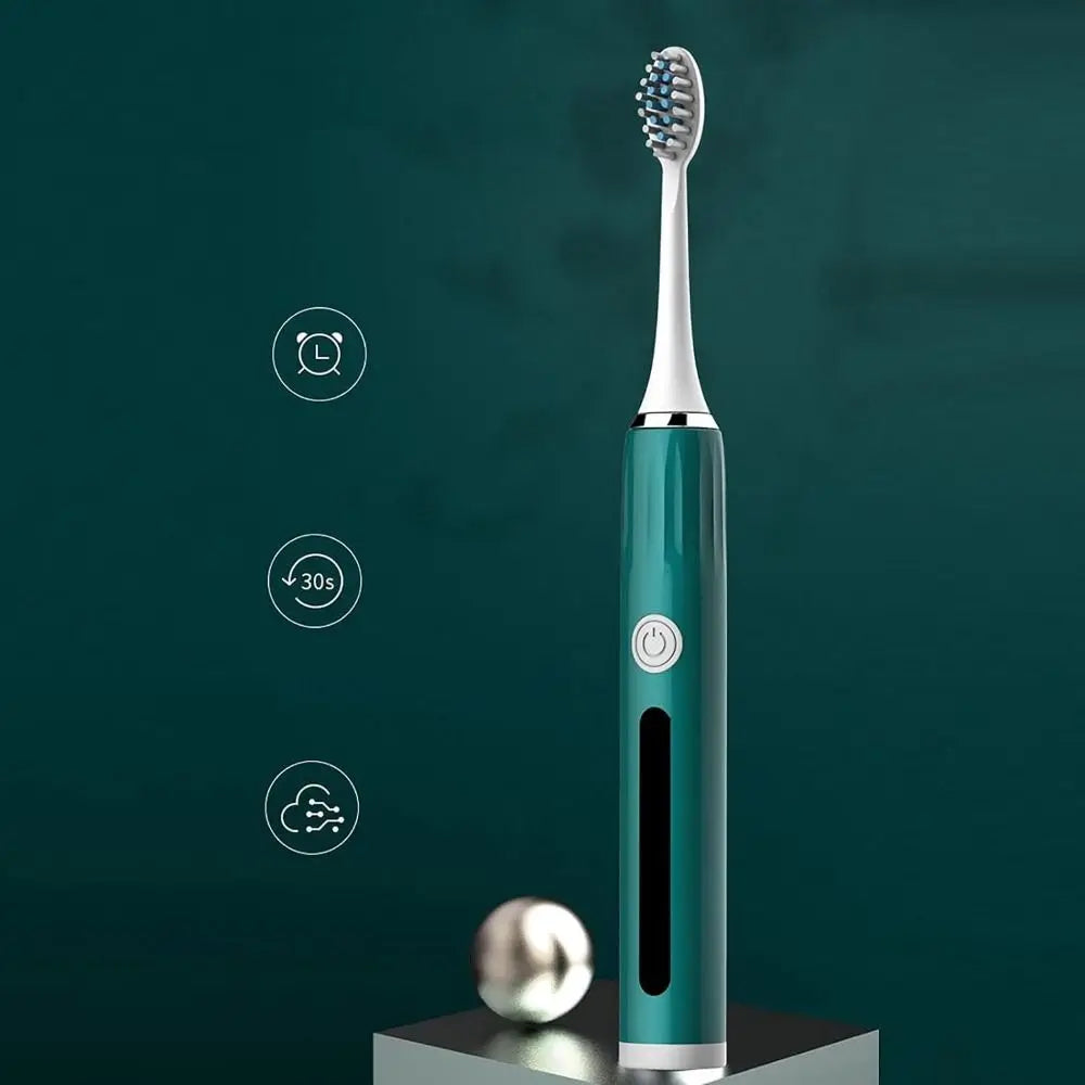 Ultrasonic Electric Toothbrush for Adults Toothbrush with 3 Brush Heads Long-Lasting Battery Powered Toothbrush Portable