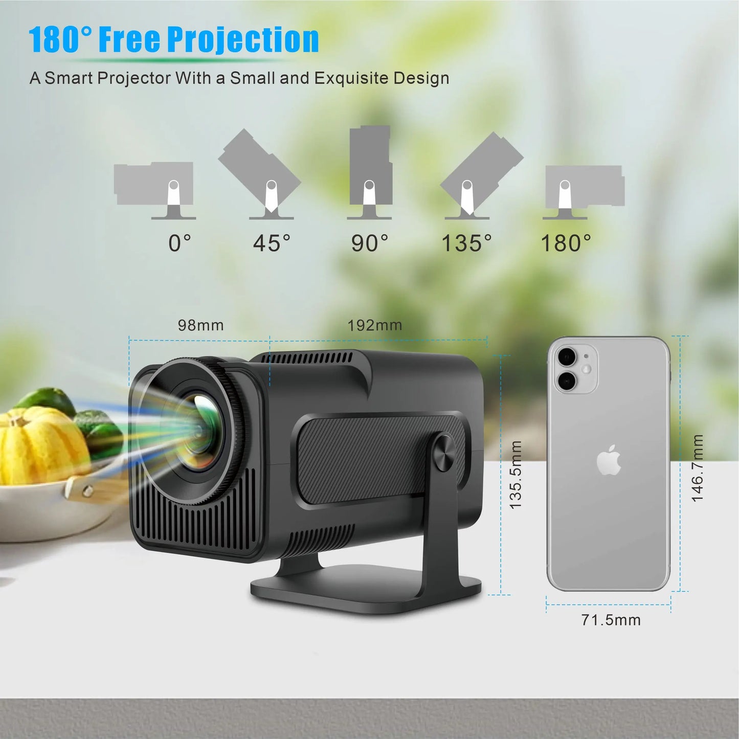 4K Smart Projector HY320 mini Android 11 Dual Wifi6 200 ANSI Allwinner H713 BT5.0 1080P 1980*1080P Home Cinema Outdoor Projetor