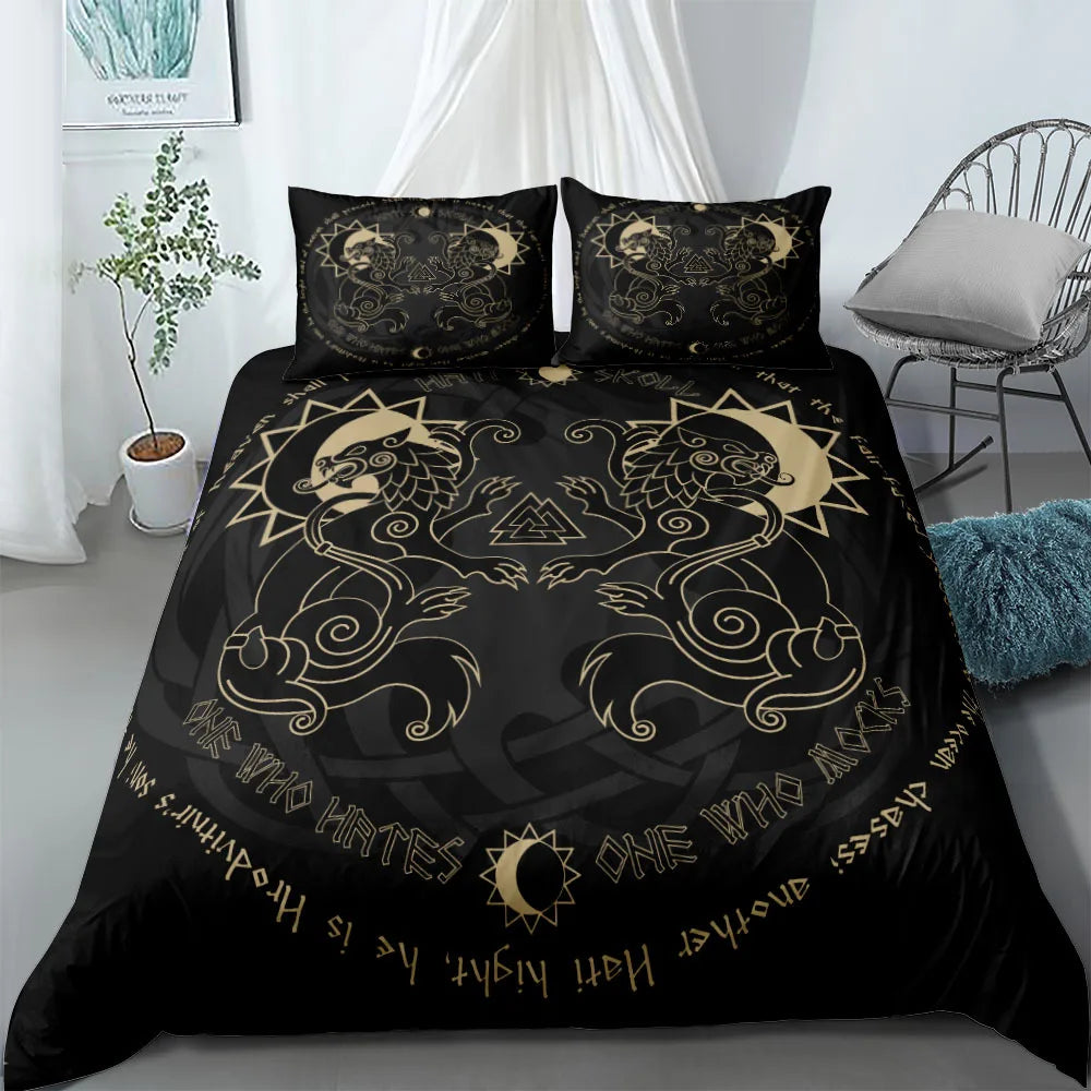 Vigvisir Viking Art Constellation Bedding Set EU Single Double King US Twin Full Queen King Ethnic Bed Linen Set