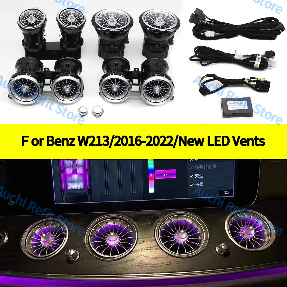 64 Colors LED Air Vents 3D Rotating Tweeter Speaker For Mercedes Benz W213 E-Class Coupe AMG E43 E53 E250 Interior Ambient Light