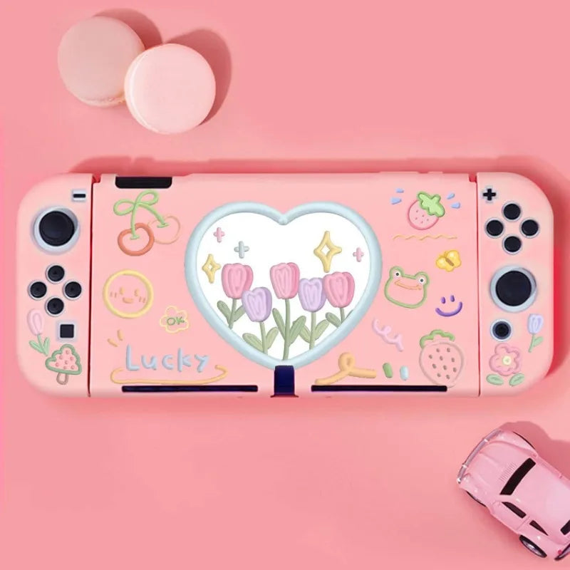 Flower Pattern Case Compatible With Nintendo Switch Oled