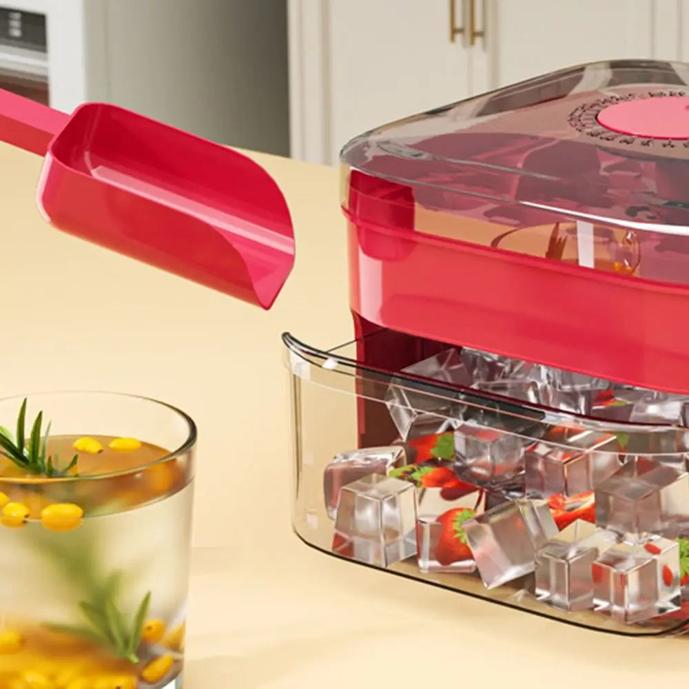 50-Cube Ice Maker with Easy Press Cap Large Capacity Double-layer Ice Cube Machine with Easy-press Lid Reusable Ice Cube Maker