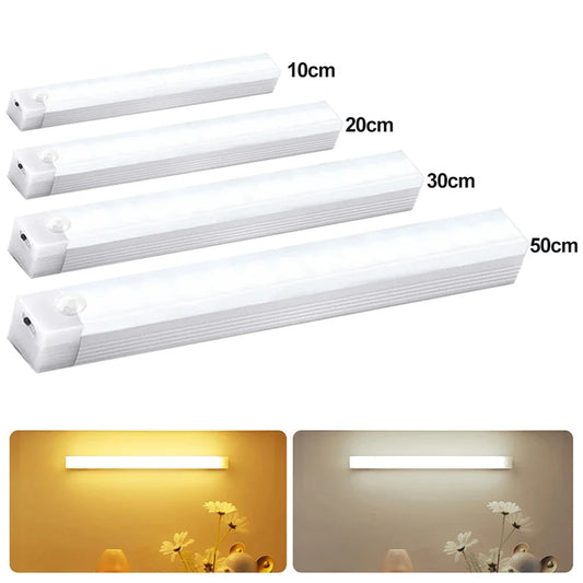 Car Sensor Light Strip Bar Lamp for Floor Trunk Hood Type-C Rechargeable Automatic Induction Light Led Wireless Sensor Light