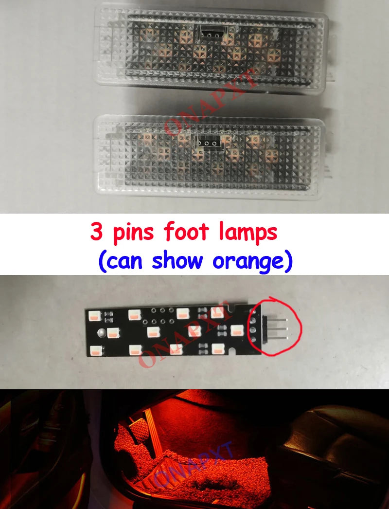 3 Pins foot lamp Orange Ambient light For BMW 1 2 Series 3 Series 4 series 5 Series F30 F32 F36 F10 F11 F18