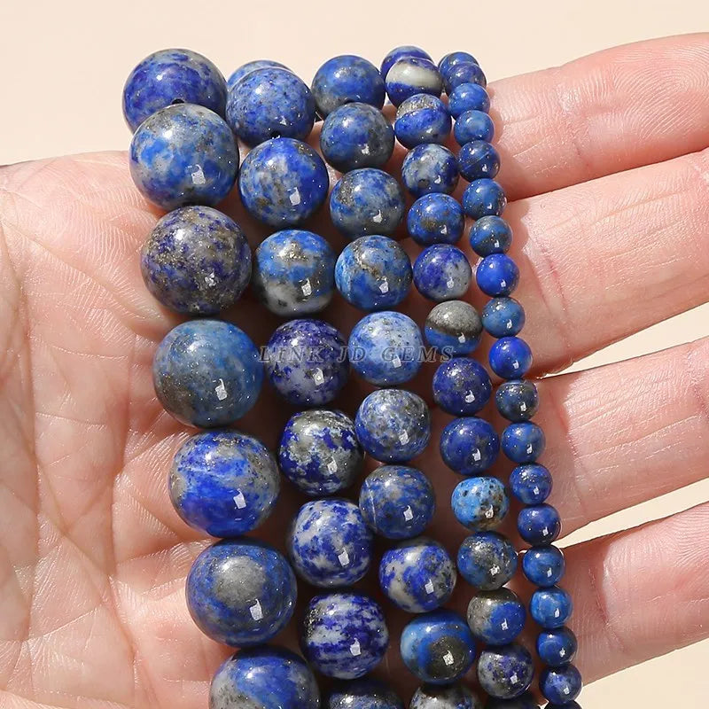 Factory Price Natural Stone Lapis Lazuli Round Loose Beads 15" Strand 6 8 10 MM Pick Size For Jewelry Making Necklace Bracelet