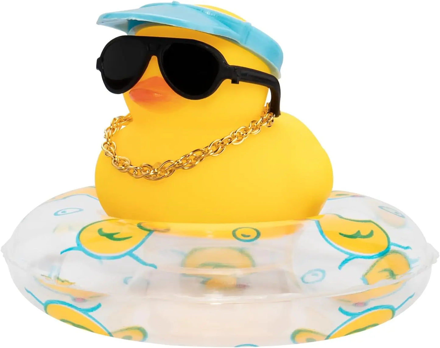 Rubber Duck Dashboard Decorations Camera Duck Car Accessories for Car Ornament with Mini Hat Swim Ring Necklace and Sunglasses