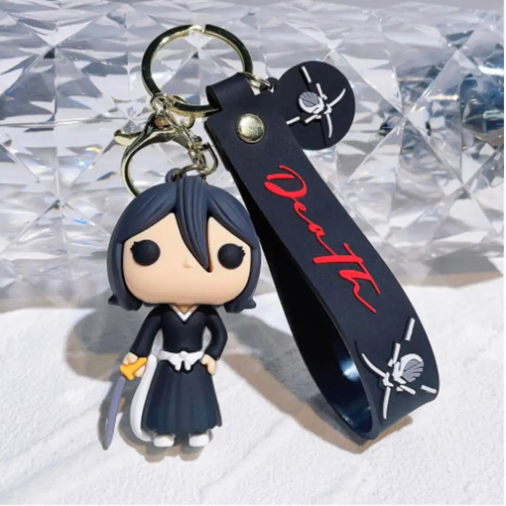 Anime Bleach Keychain Cosplay Kurosaki Ichigo Silicone Pendant Keyring Car Backpack Key Holder Accessories for Fans Quality Gift