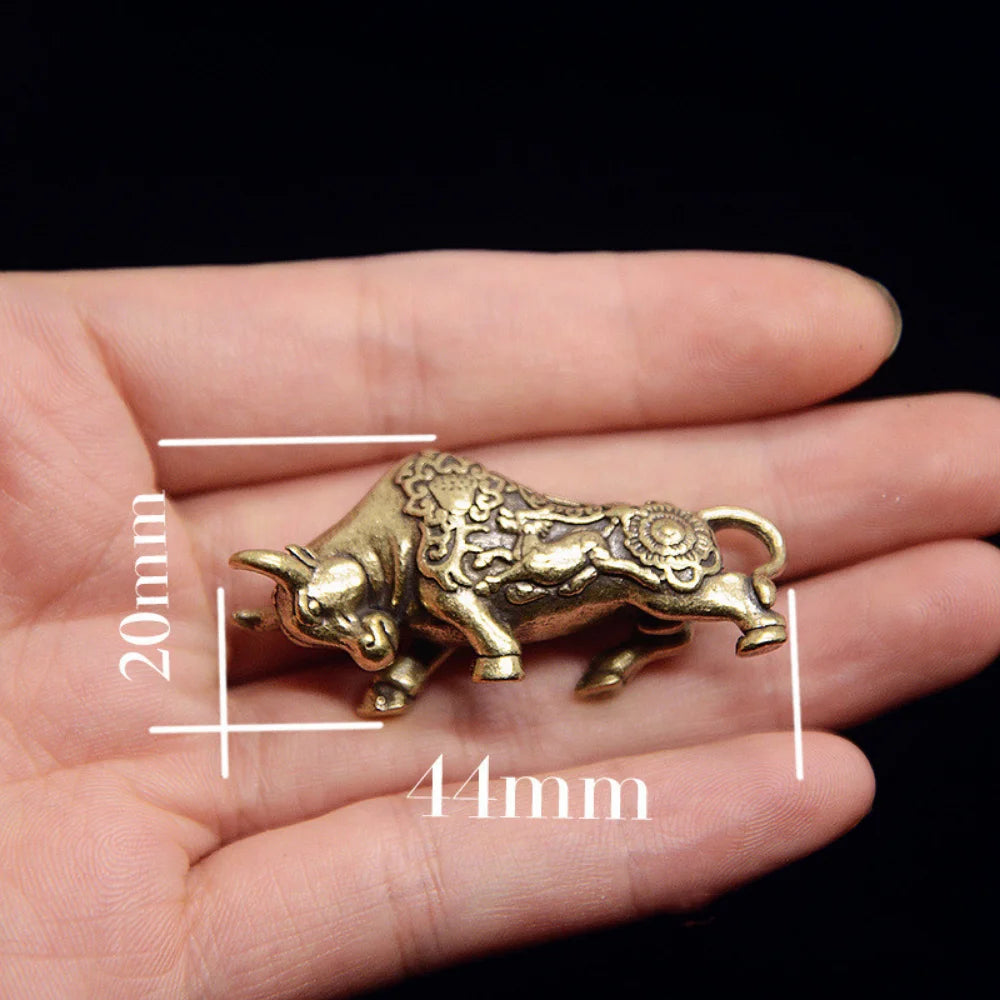 Car Decoration Miniature Ornaments Retro Brass Bull Sculpture Office Desk Rich Cow Creative Small Gifts