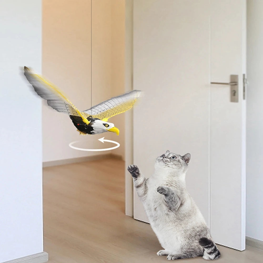 Simulation Bird Interactive Cat Toys Electric Hanging Eagle Flying Bird Cat Teasering Play Cat Stick Scratch Rope Kitten Dog Toy