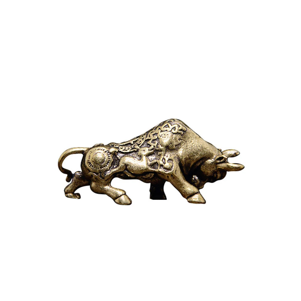 Car Decoration Miniature Ornaments Retro Brass Bull Sculpture Office Desk Rich Cow Creative Small Gifts