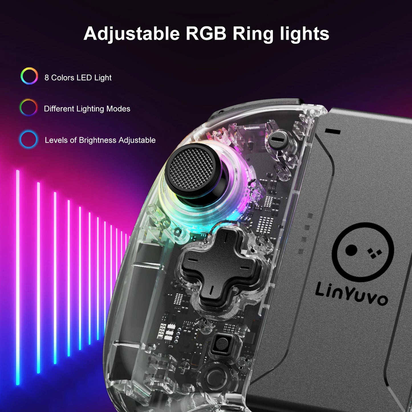 LinYuvo KS37B Meteor Light Joycons Wireless Controller for Switch/OLED with Programmable/Motion Control/Dual Vibration/Turbo