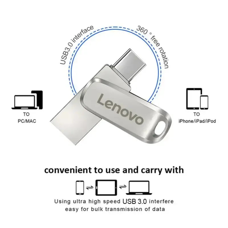 Lenovo 2TB 3.0 Metal Usb Flash Drive 1TB Pen Drive High Speed Memory Stick 512GB U Disk Pendrive 3.0 Memoria Usb Free Shipping