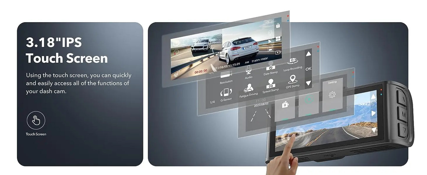 REDTIGER 4K Dash Camera Front and Rear WiFi Car Dvr Dual Car Camera  Easy To Install Car Camera Recorder Touched GPS