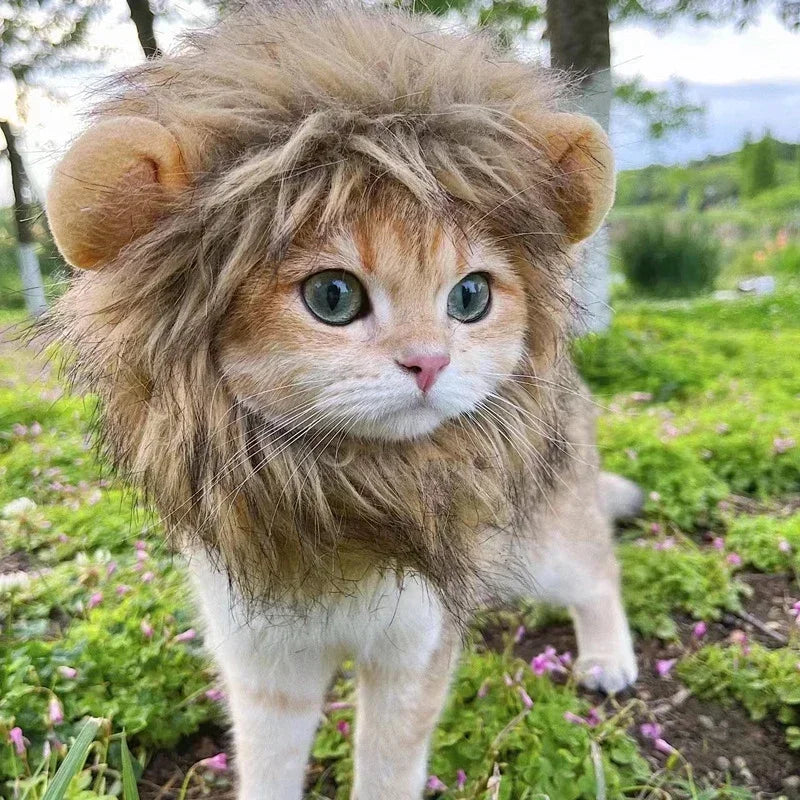 Cat Cosplay Dress Up Pet Hat Lion Mane for Cat Puppy Lion Wig Costume Party Decoration Halloween Christmas GatosPet Supplies