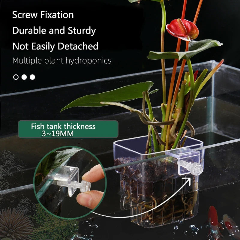 Aquarium Planting Basket Hydroponic Support Hangable Fish Tank Water Grass Cup Aquatic Plant Holder Wall Hanging Flower Pots