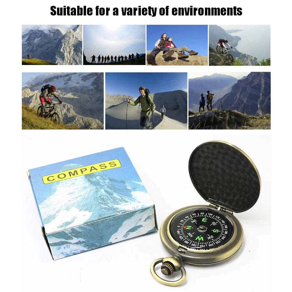 Retro Thumb Compass Pocket Watch Compass For Children Metal Bussola Orientation Compass Kompas Camping Equipment