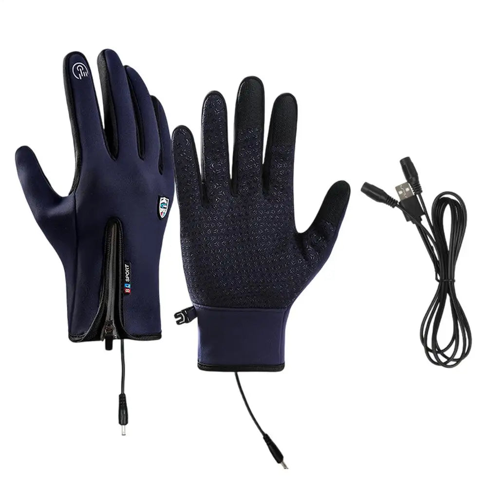 Heated Work Gloves Rechargeable Hand Warming Gloves Non-Slip Winter Gloves With Zipper Design Ice Fishing Gear For Men Women