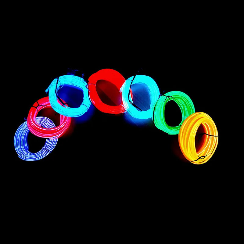 1M/3M/5M Neon LED Car Interior Decorative Lamps Strips USB Drive For DIY Decorative Dashboard Console Ambient Light Cold Light