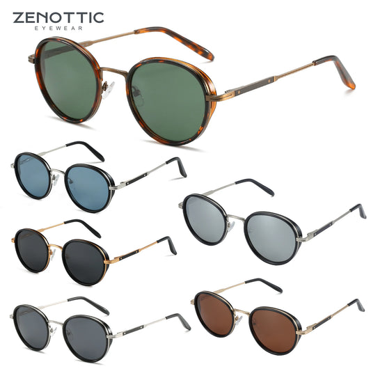 ZENOTTIC 2024 Steampunk Sunglasses Rrtro Round Polarized Fashion Sun Glasses for Women Men Vintage UV400 Circular Shades 430002