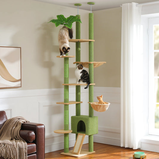 Adjustable 230-252cm Height Cactus Cat Tree with Condo Scratching Post Multi-Level Cat Tower Cat Accessories gatos Cat Toys