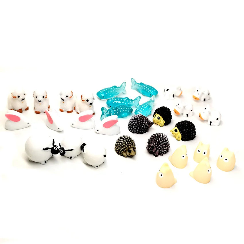 5pcs Miniature Animals Chick Sheep Turtle Puppy Fairy Garden Toy Aquarium Decoration Duck DIY Handicraft Accessories 1-3cm