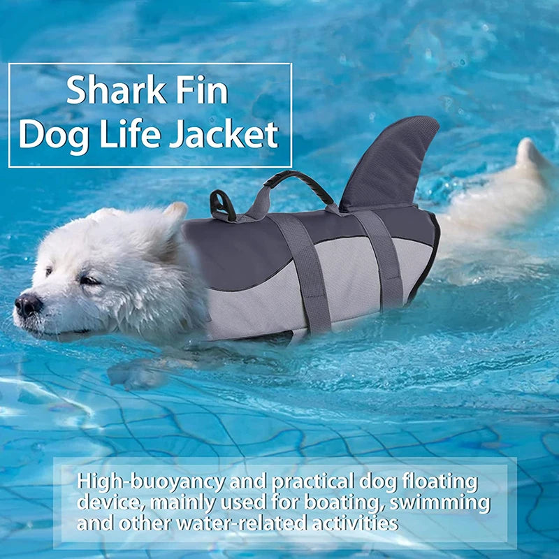 Dog Life Jacket Ripstop Shark Vests Shape Dog Lifesaver With Rescue Handle Pet Safety Swimsuit For Swimming Pool Beach Boating