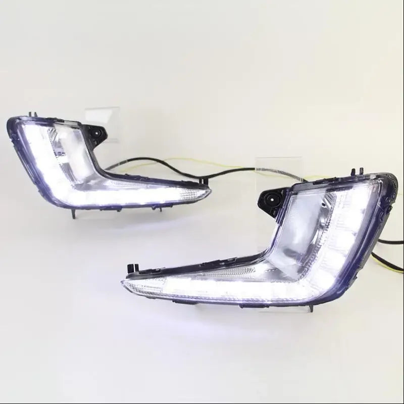 Car LED DRL 12V Daylights For Kia Rio K2 2011 2012 2013 2014  Yellow Turn Signal Daytime Running Headlamps Auto Driving Fog Lamp