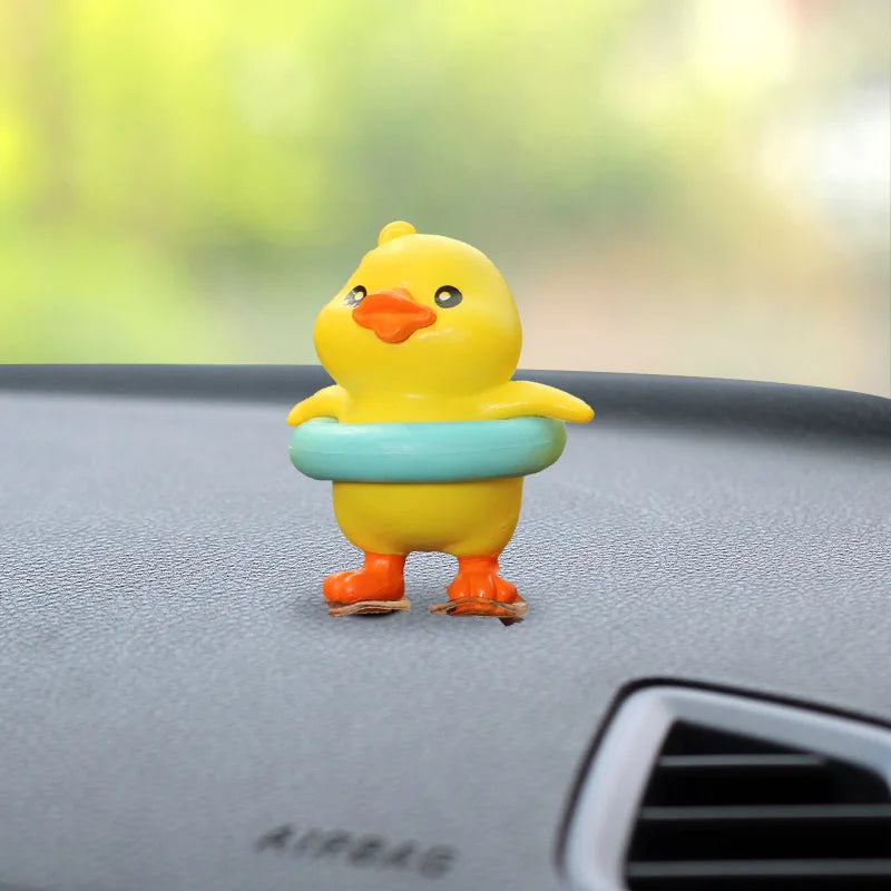 Anime Figure Swing Duck Model Decor Little Yellow Duck Auto Rearview Mirror Hanging Pendant Cute Car Ornaments Accessories Gifts