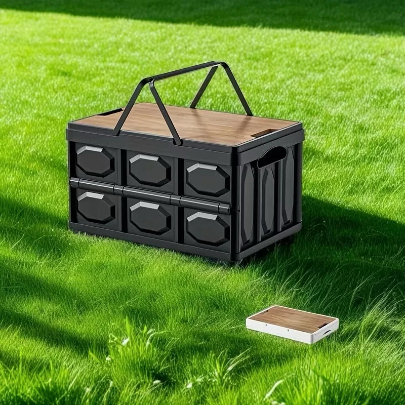 1 Outdoor Camping Storage Box with Lid, Multi-Purpose Large Capacity Car Trunk Organizer, Portable Stall Sorting Box, Suitable F
