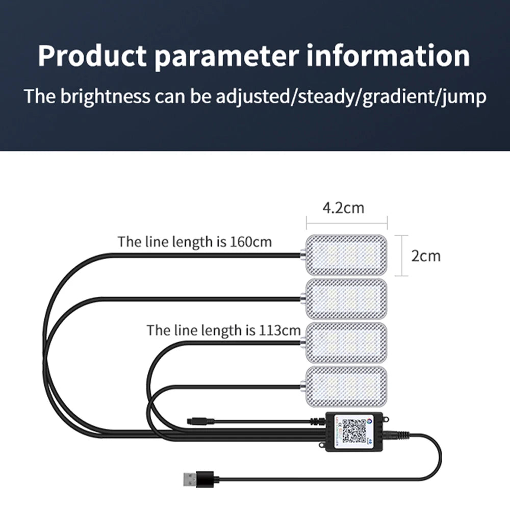 Neon LED Car Interior Ambient Foot Light with USB Wireless Remote Music APP Control Auto RGB Atmosphere Decorative Lamp
