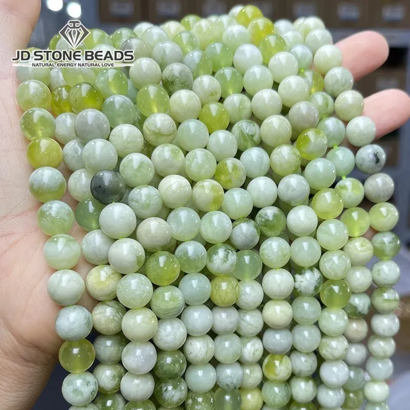 Natural Light Green White Mixed Jade Round Loose Spacer 10mm Bead For Jewelry Making Diy Bracelet Necklace Accessory Findings