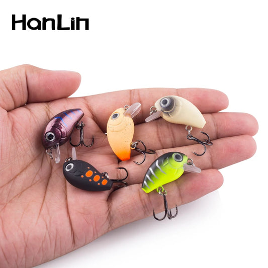 Hanlin 5pcs/Suit 2.8cm 2g Mini Wobblers Slow Sinking Crankbait Fishing Lure Artificial Bait Hard Plastic Wobbler For Bass Tackle